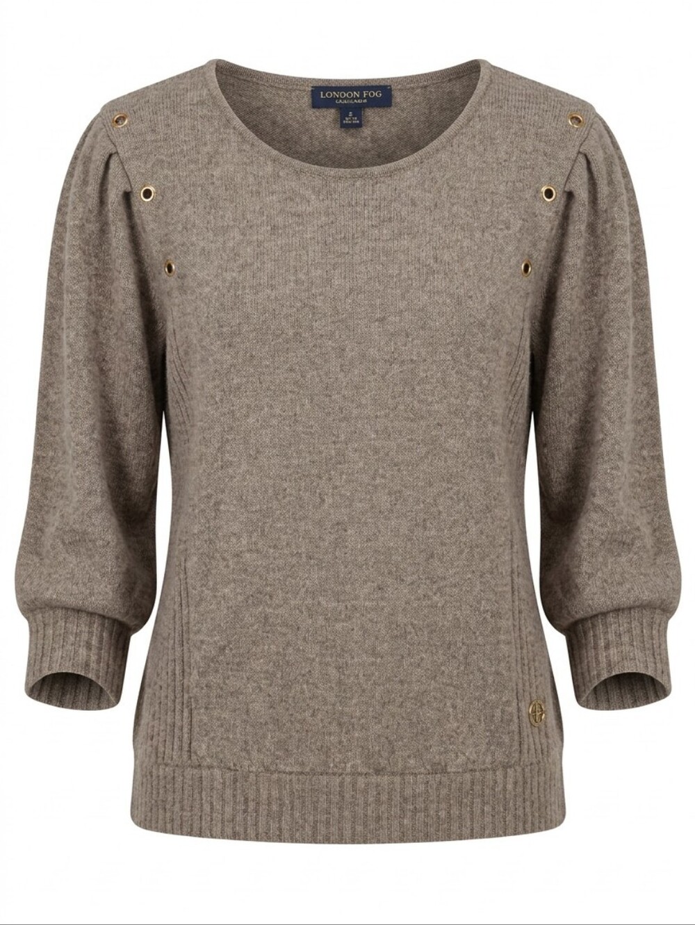 Adrienne Vittadini Taupe Crewneck Sweater